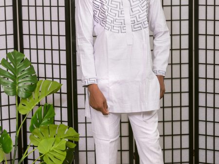 White with Grey Embroidery Outfit